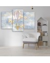 Canvas print 3 parts - Hot air balloon flying house and fish | FEEBY