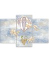 Canvas print 3 parts - Hot air balloon flying house and fish | FEEBY