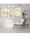 Canvas print 3 parts - Hot air balloon flying house and fish | FEEBY