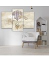 Canvas print 3-part - Hot air balloon flying house and fish | FEEBY