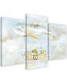 Children's triptych painting - Flying whale and ship | FEEBY