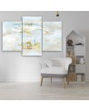 Children's triptych painting - Flying whale and ship | FEEBY