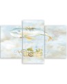 Children's triptych painting - Flying whale and ship | FEEBY