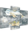 Children's triptych painting - Flying whale and ship | FEEBY