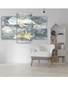 Children's triptych painting - Flying whale and ship | FEEBY