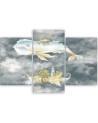 Children's triptych painting - Flying whale and ship | FEEBY