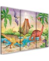 Canvas print for a child's room 3 parts - Dinosaurs at the lake | FEEBY