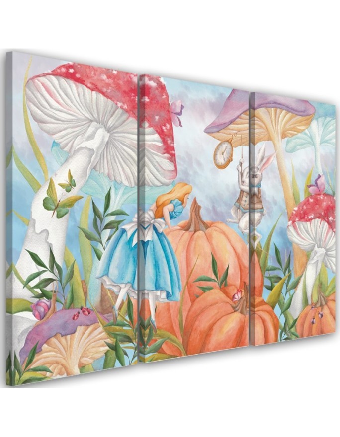 Painting for a child's room triptych - Little Alice in the wonderland | FEEBY
