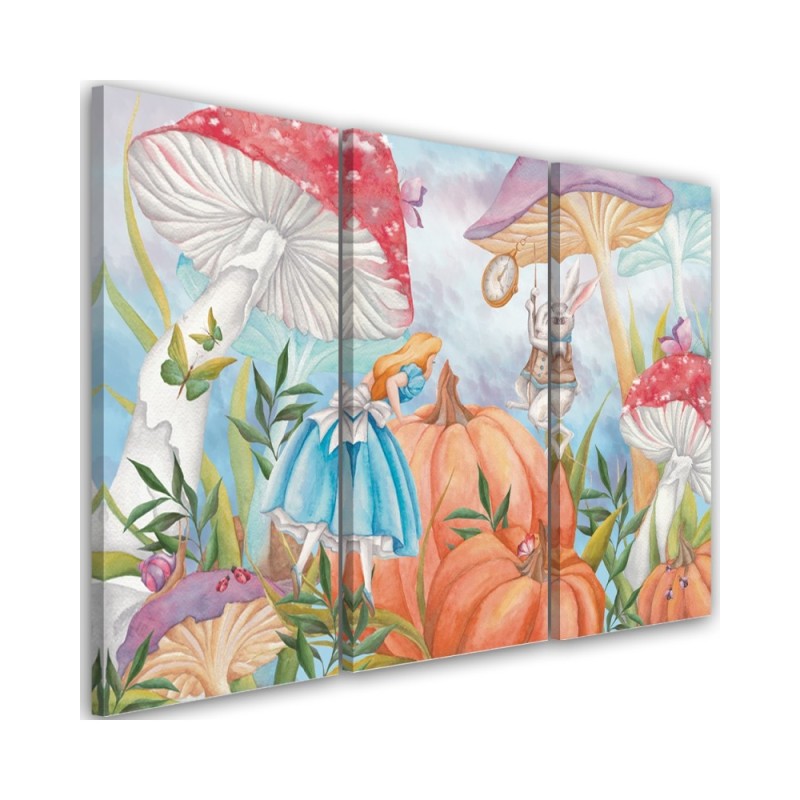 Painting for a child's room triptych - Little Alice in the wonderland | FEEBY