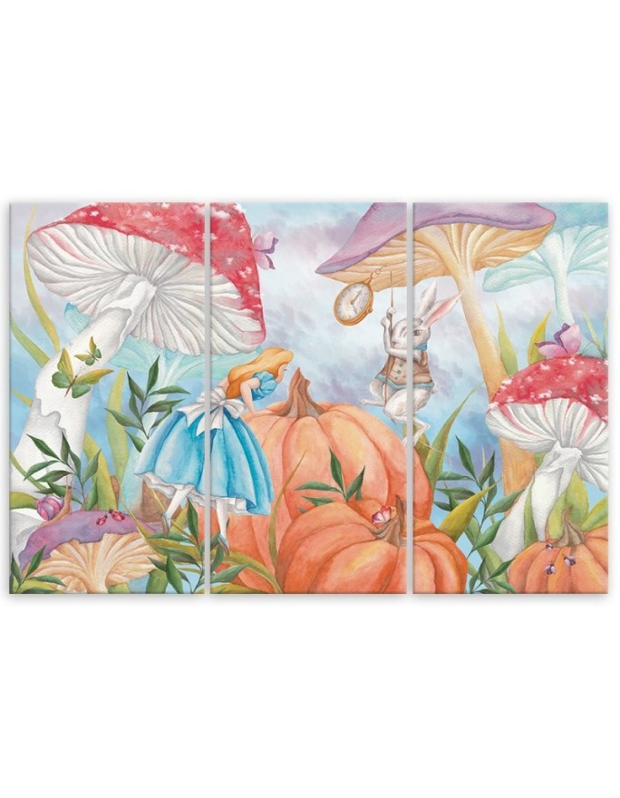 Painting for a child's room triptych - Little Alice in the wonderland | FEEBY
