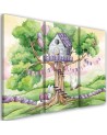 Children's triptych painting - White rabbits treehouse | FEEBY