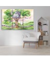 Children's triptych painting - White rabbits treehouse | FEEBY