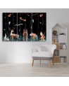 Children's triptych Canvas painting - Forest animals deer bear fox | FEEBY