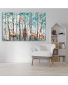 Children's triptych painting - Forest animals deer bear fox | FEEBY