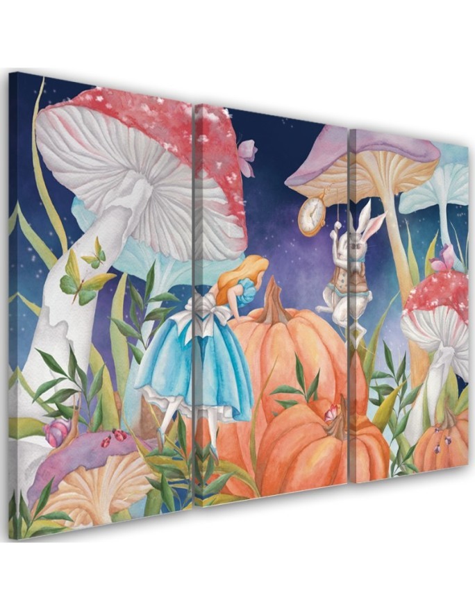 Painting for children triptych - Little Alice in Wonderland | FEEBY