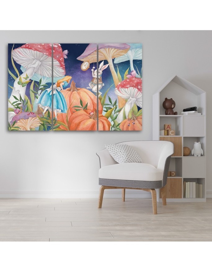 Painting for children triptych - Little Alice in Wonderland | FEEBY