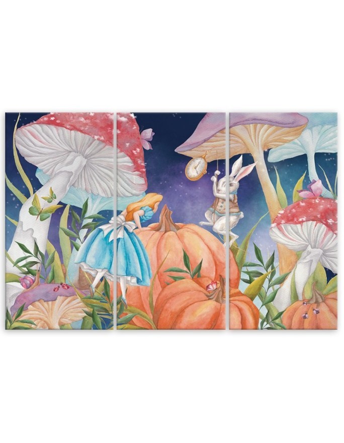 Painting for children triptych - Little Alice in Wonderland | FEEBY