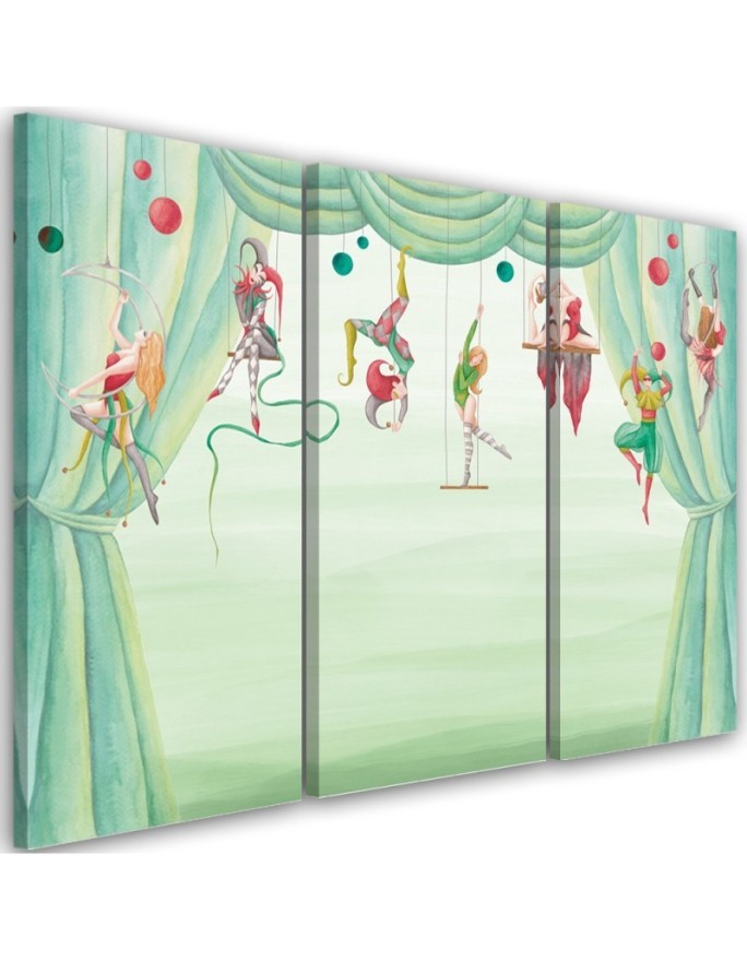 Painting for children's room triptych - Circus acrobats | FEEBY