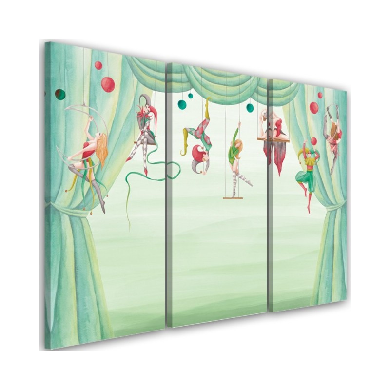 Painting for children's room triptych - Circus acrobats | FEEBY