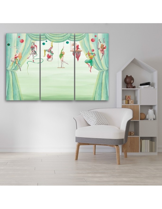 Painting for children's room triptych - Circus acrobats | FEEBY
