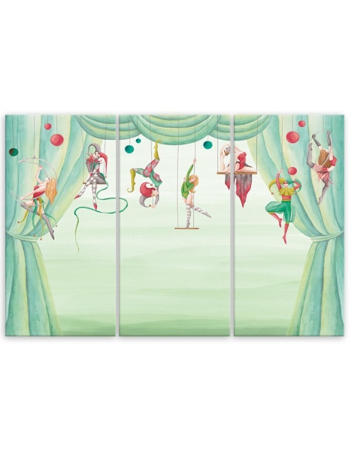 Painting for children's room triptych - Circus acrobats | FEEBY