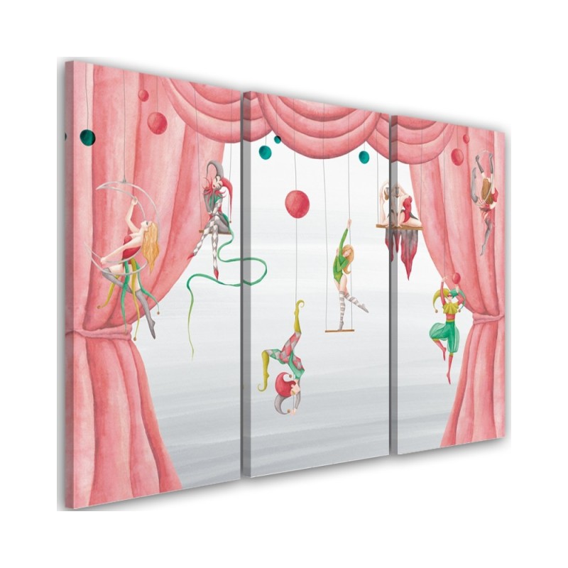 Canvas print for a child's room triptych - Circus acrobats | FEEBY
