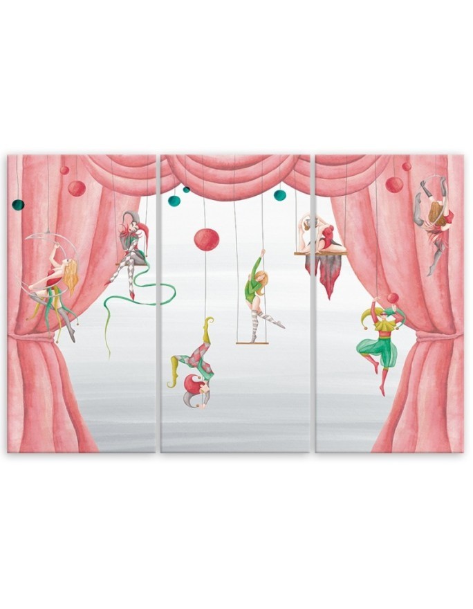 Canvas print for a child's room triptych - Circus acrobats | FEEBY
