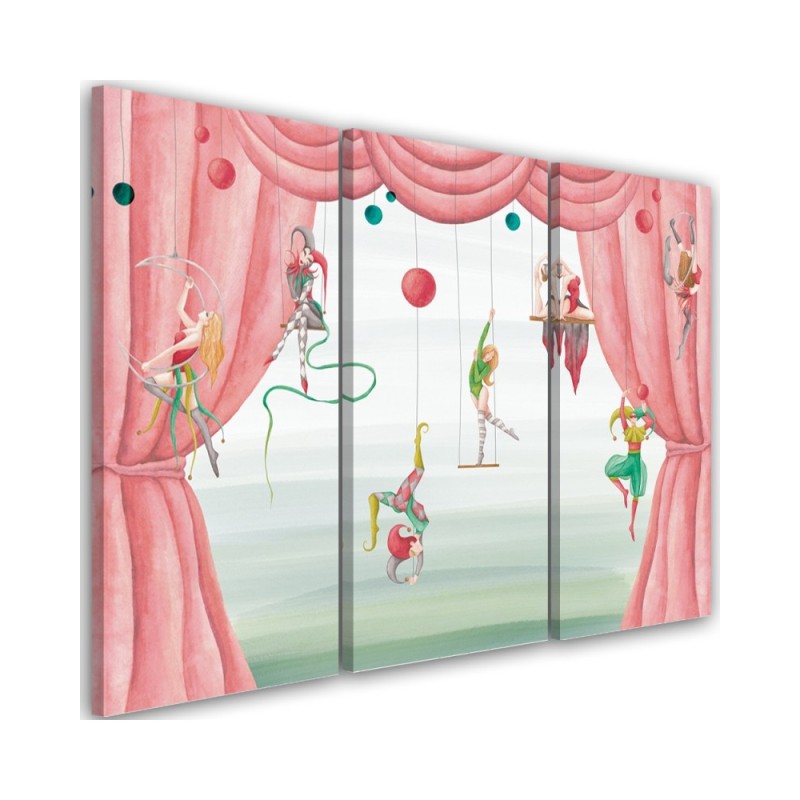 Canvas print for a child's bedroom triptych - Circus acrobats | FEEBY