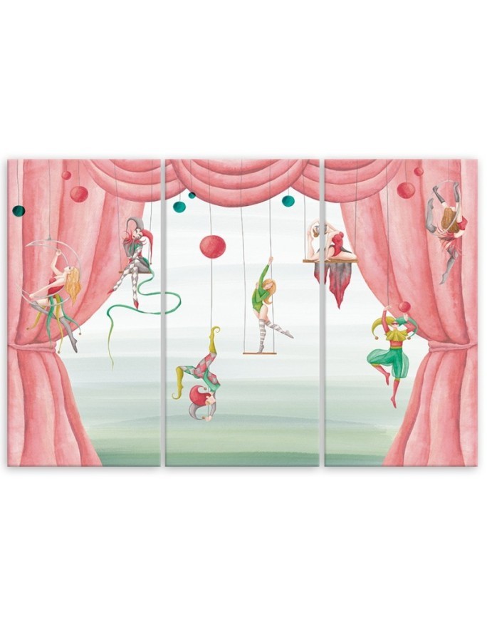 Canvas print for a child's bedroom triptych - Circus acrobats | FEEBY