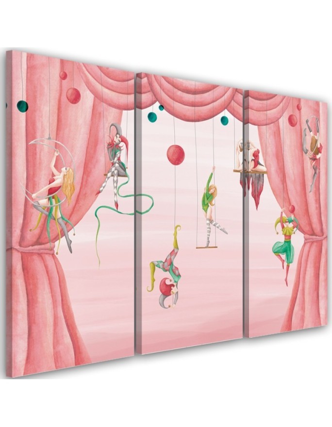 Canvas print for a child's bedroom triptych - Circus acrobats | FEEBY