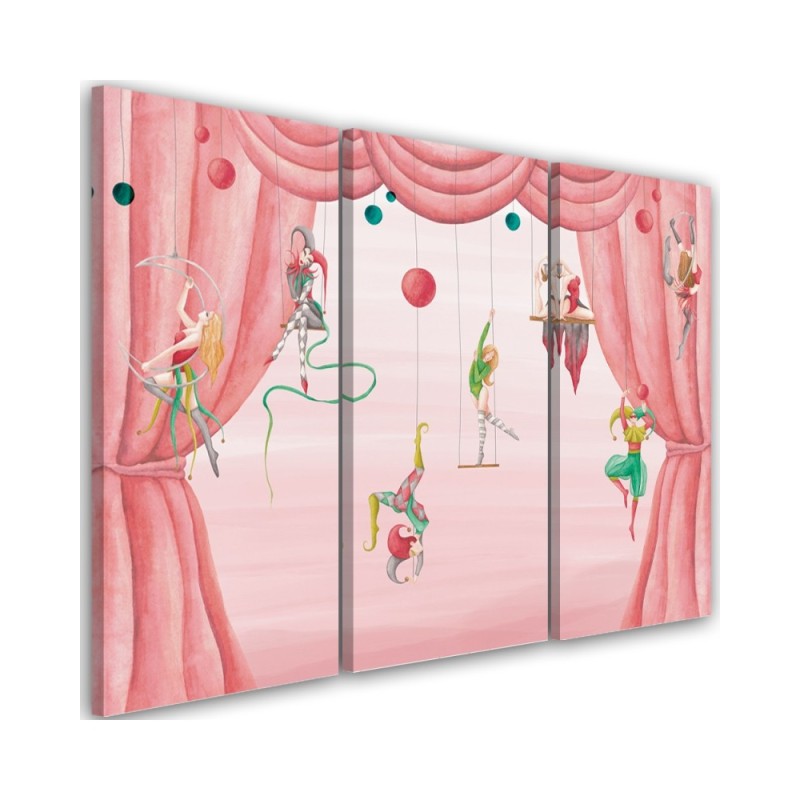 Canvas print for a child's bedroom triptych - Circus acrobats | FEEBY