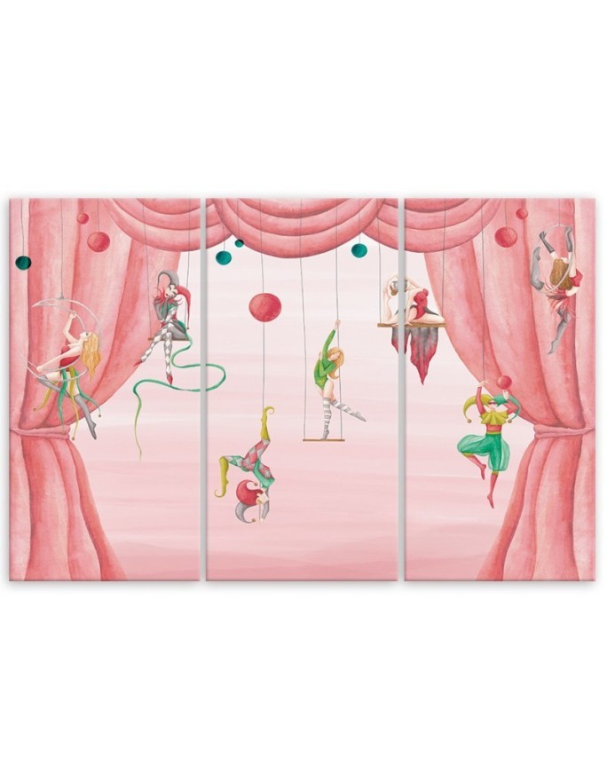 Canvas print for a child's bedroom triptych - Circus acrobats | FEEBY