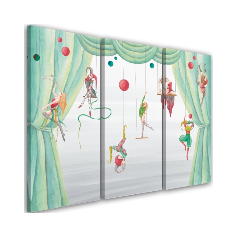 Canvas print for a child's bedroom triptych - Circus acrobats | FEEBY