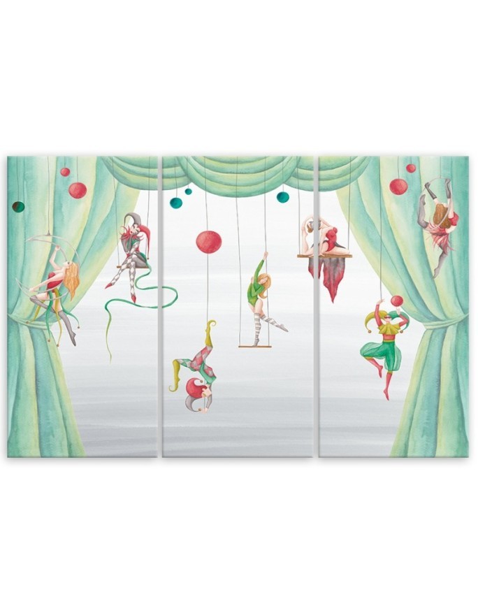 Canvas print for a child's bedroom triptych - Circus acrobats | FEEBY