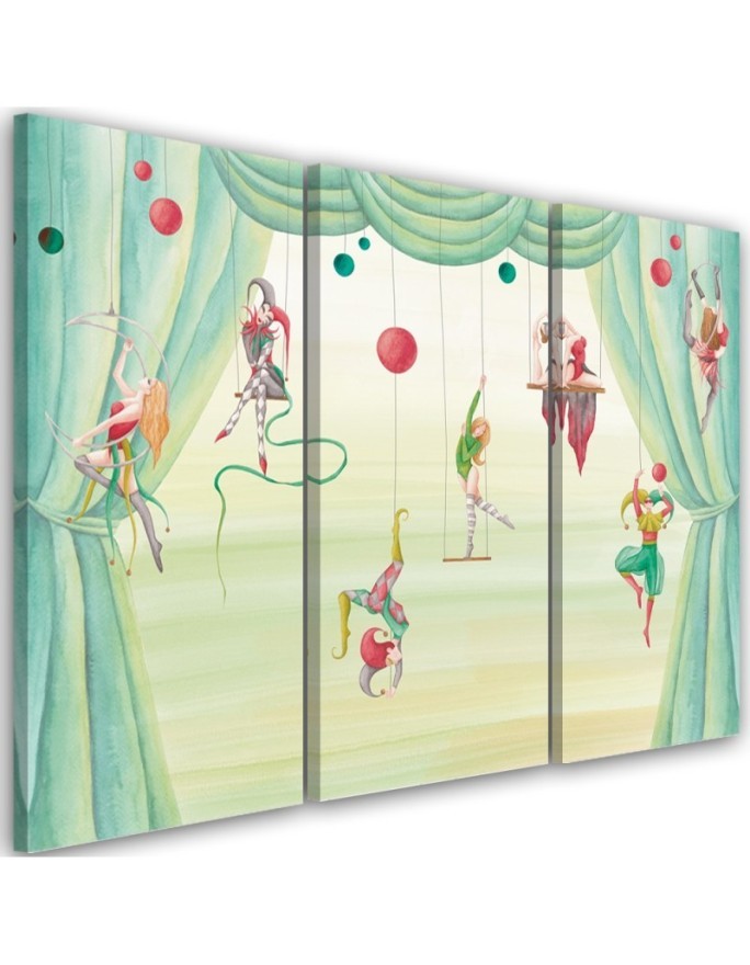 Canvas print for a child's bedroom triptych - Circus acrobats | FEEBY