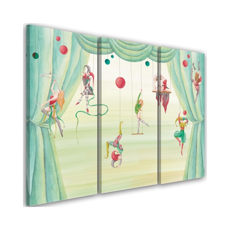 Canvas print for a child's bedroom triptych - Circus acrobats | FEEBY