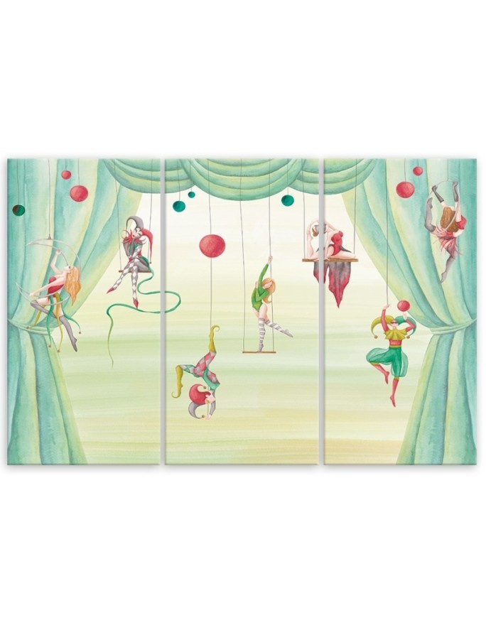 Canvas print for a child's bedroom triptych - Circus acrobats | FEEBY