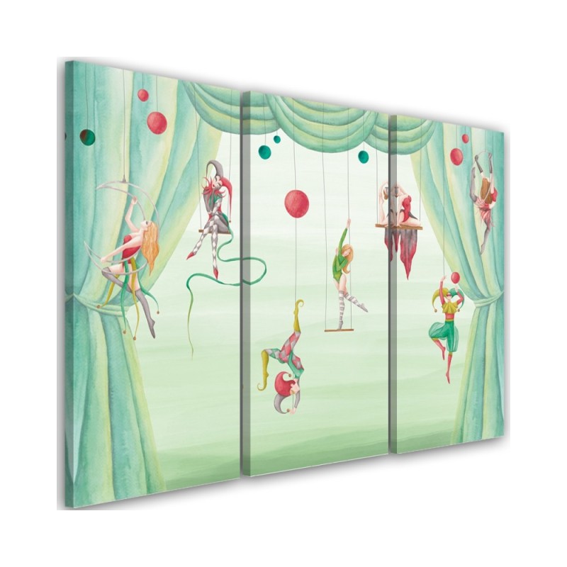 Canvas print for a child's room triptych - Circus acrobats | FEEBY