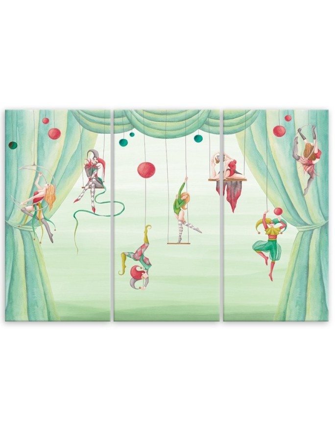 Canvas print for a child's room triptych - Circus acrobats | FEEBY