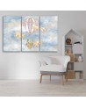 Canvas prints for children - Hot air balloon flying house and fish | FEEBY