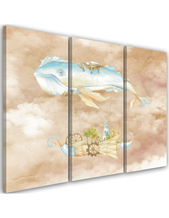 Children's triptych - Flying whale and ship | FEEBY