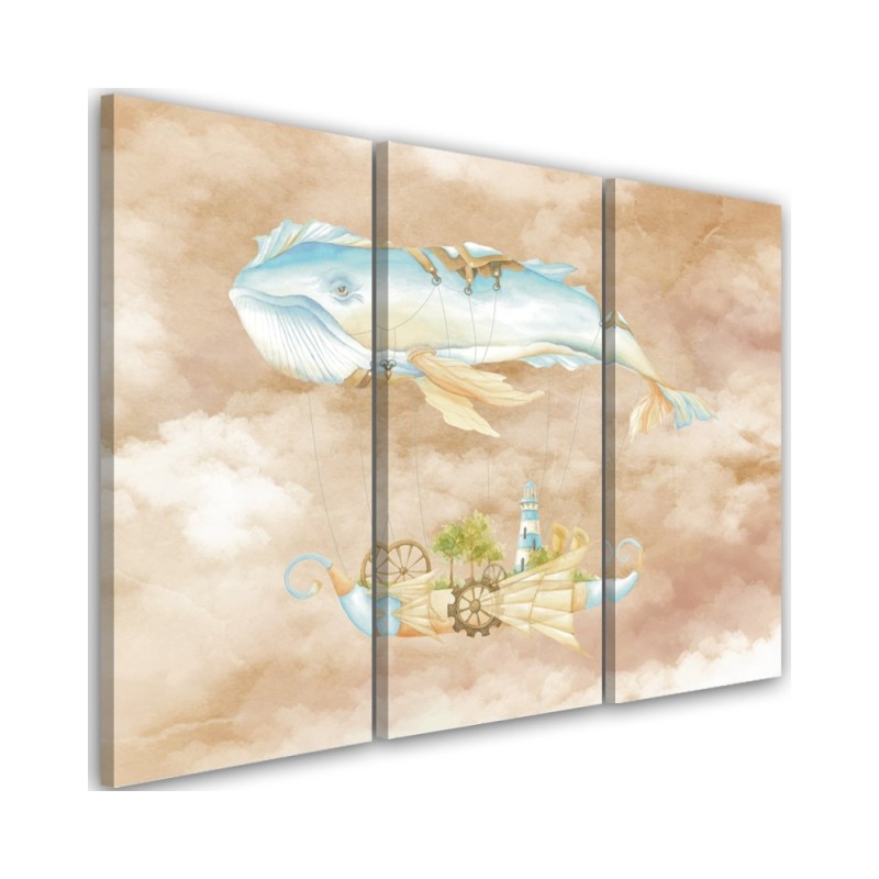Children's triptych - Flying whale and ship | FEEBY