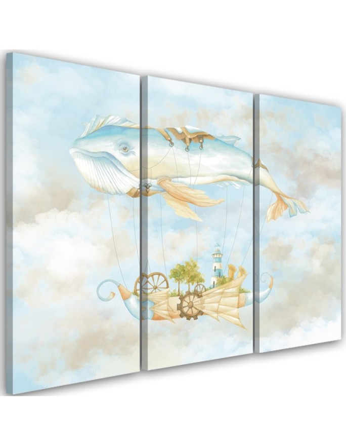 Canvas print Whale and ship