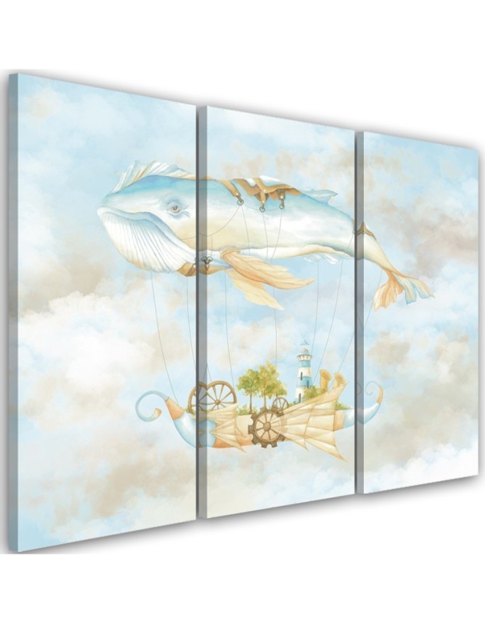Children's triptych - Flying whale and ship | FEEBY