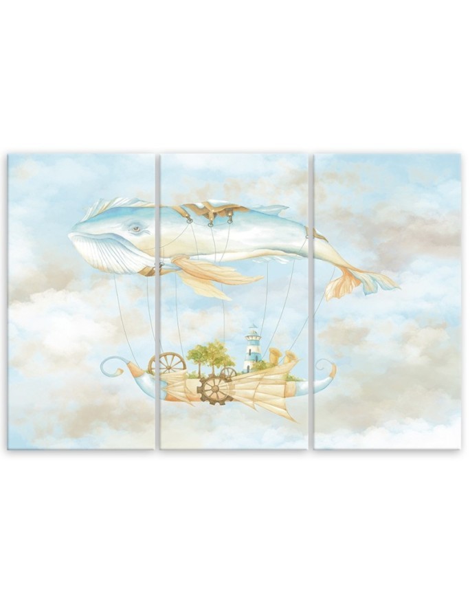 Children's triptych - Flying whale and ship | FEEBY