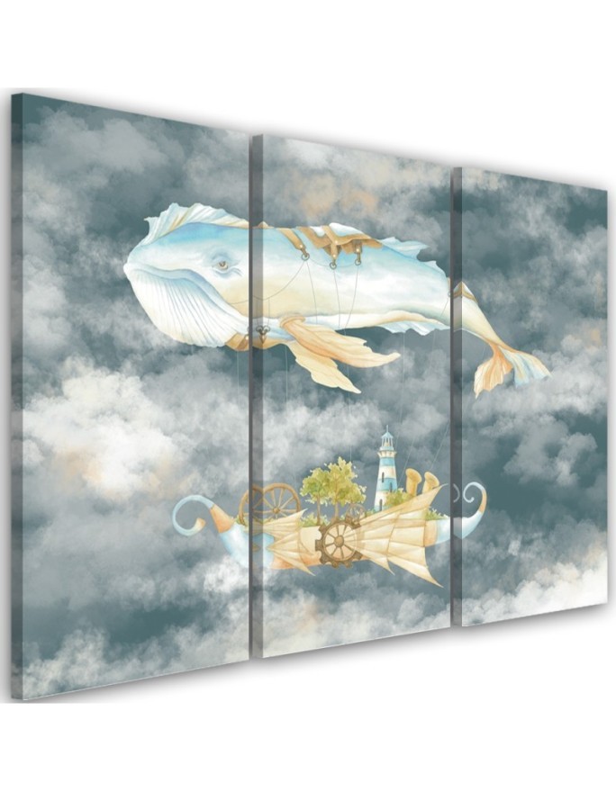 Children's triptych - Flying whale and ship | FEEBY