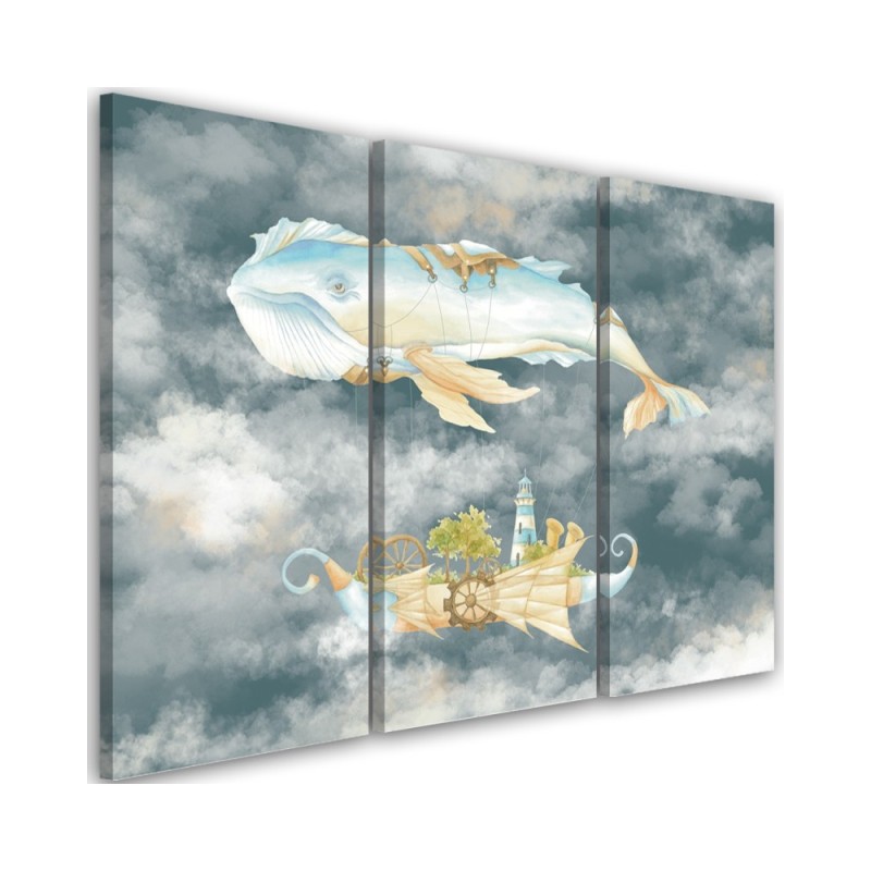 Children's triptych - Flying whale and ship | FEEBY