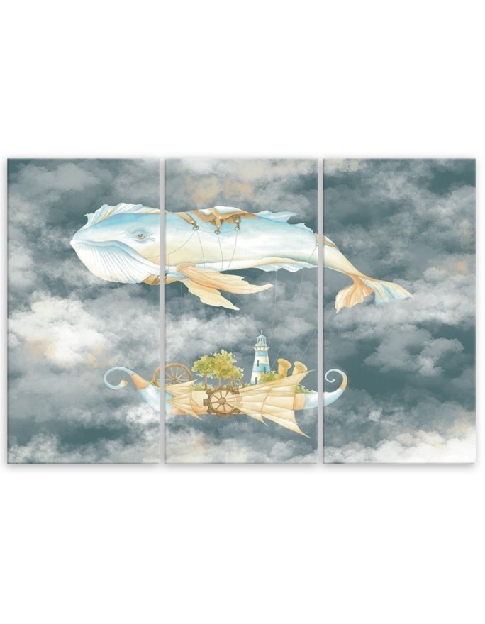 Children's triptych - Flying whale and ship | FEEBY