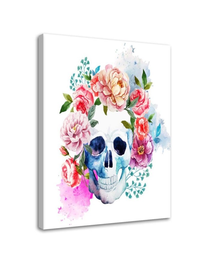 Canvas prints for teenager modern - Painted skull in flowers | FEEBY