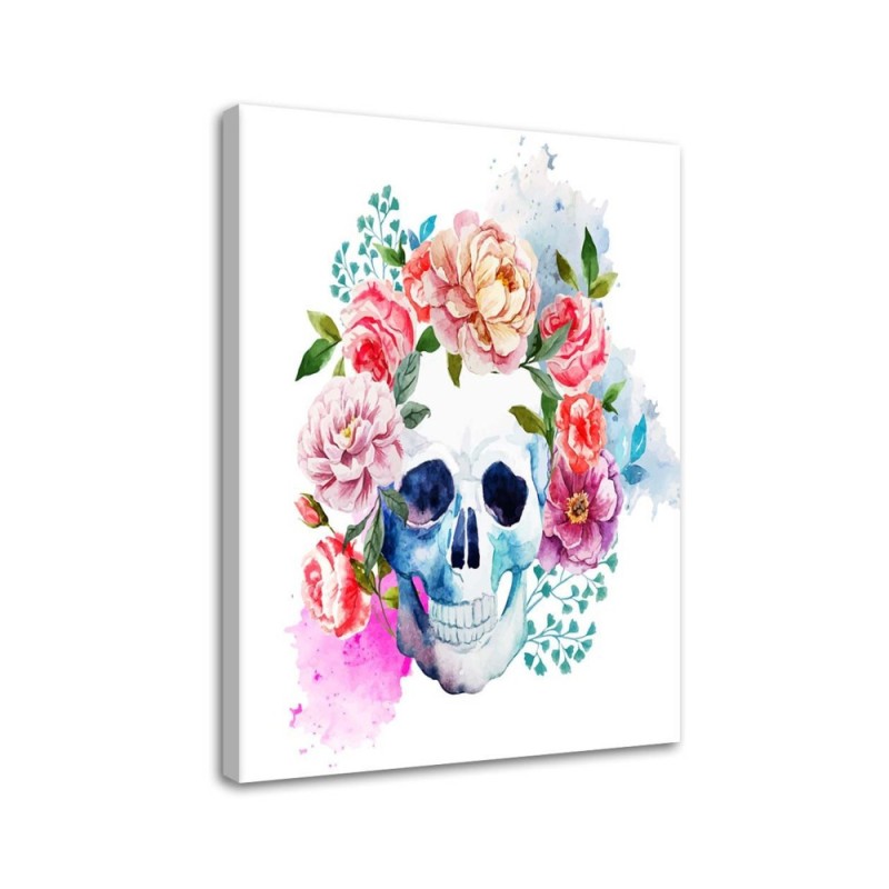 Canvas prints for teenager modern - Painted skull in flowers | FEEBY